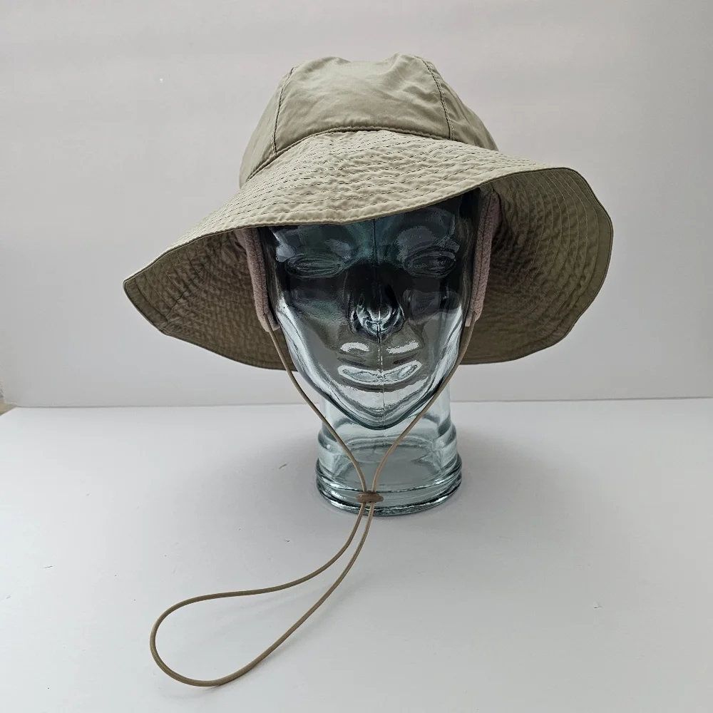 Physician Endorsed UPF Sun Hat with Fleece Ear Flaps Tan Nylon Winter Sun Hat - Picture 4 of 9